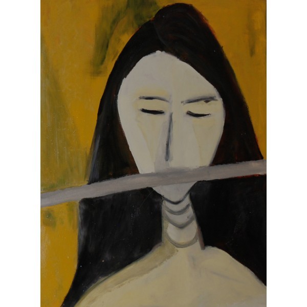 Tableau art laqué de Shuilem, sérénité sous un masque de lignes simples