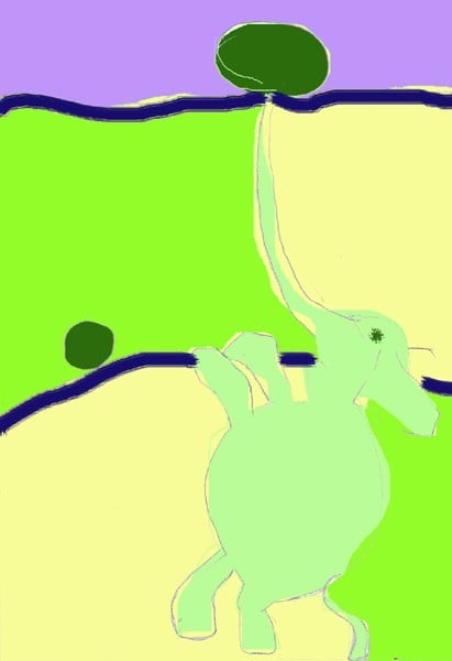Le ballon au bout de la trompe de l'éléphant