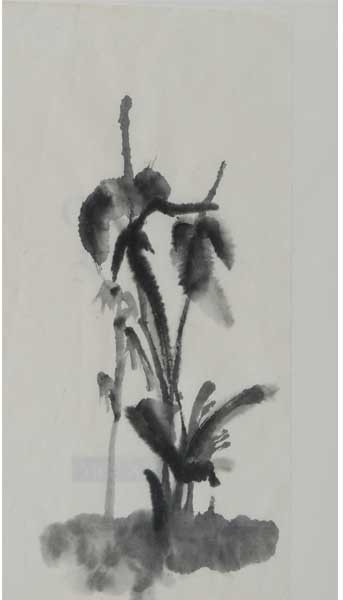 Dessin encre de chine abstrait de Shuilem, Fleur de printemps, 1999