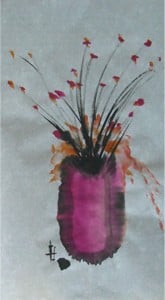 encre de chine + Le pot de fleurs