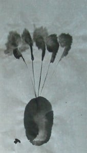 encre de chine + Le pot de fleurs