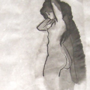 Découvrez l'œuvre de dessin encre de chine 'Encre de chine + les cheveux et l'eau' de l'artiste Shuilem, créée en 1999.