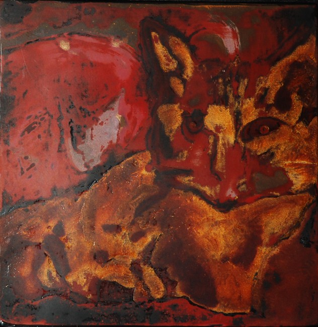Découvrez Le chat qui tigre, une expressionniste abstrait de Shuilem, 2008. Tableau art laqué, créant une ambiance intense…