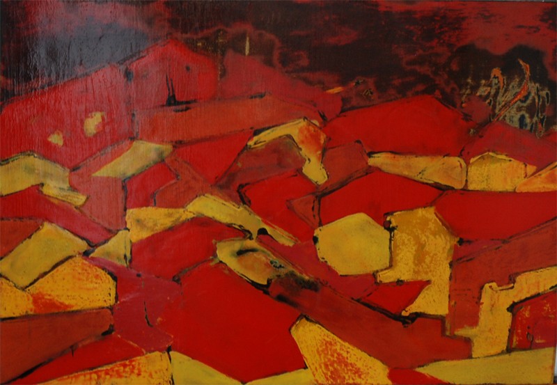 matière brillante et composition contemporaine — tableau laqué, atelier Shuilem.