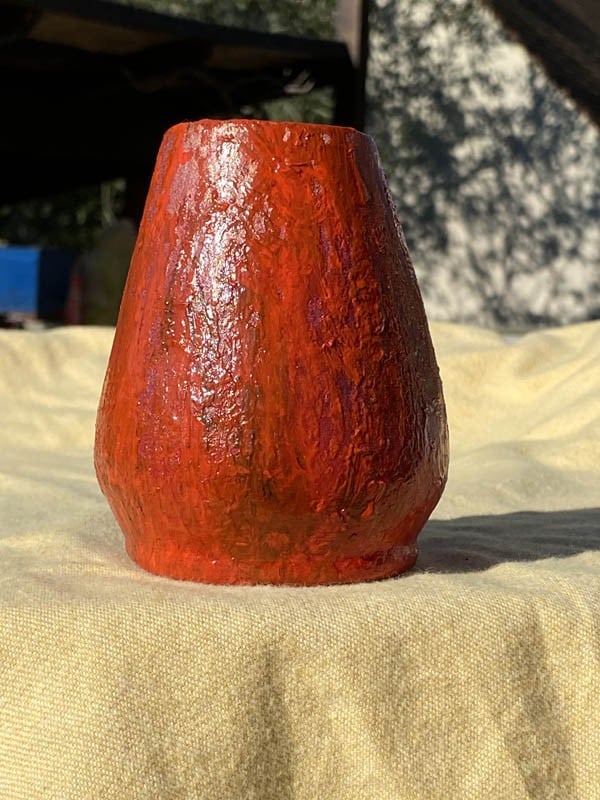 Pot a fleurs vernis rouge japonais