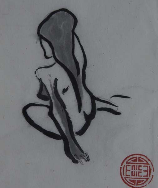 Dessin encre de chine de Shuilem, 2016. Relaxe et calme, cette œuvre encre de chine invite à réfléchir sur la simplicité et…