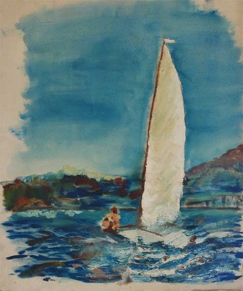 Huile sur toile le bateau de plaisance
